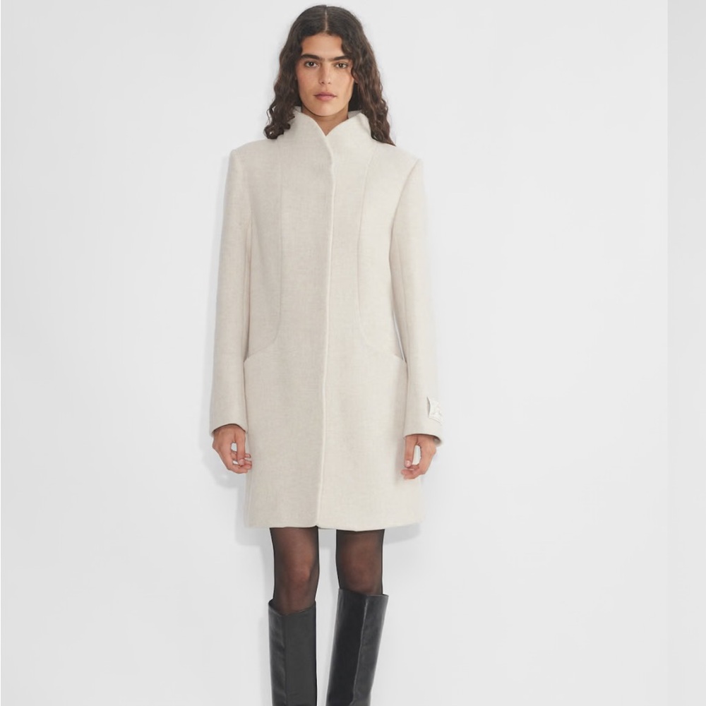 LIKE NEW - Wilfred wool cashmere cocoon coat, off white, size small